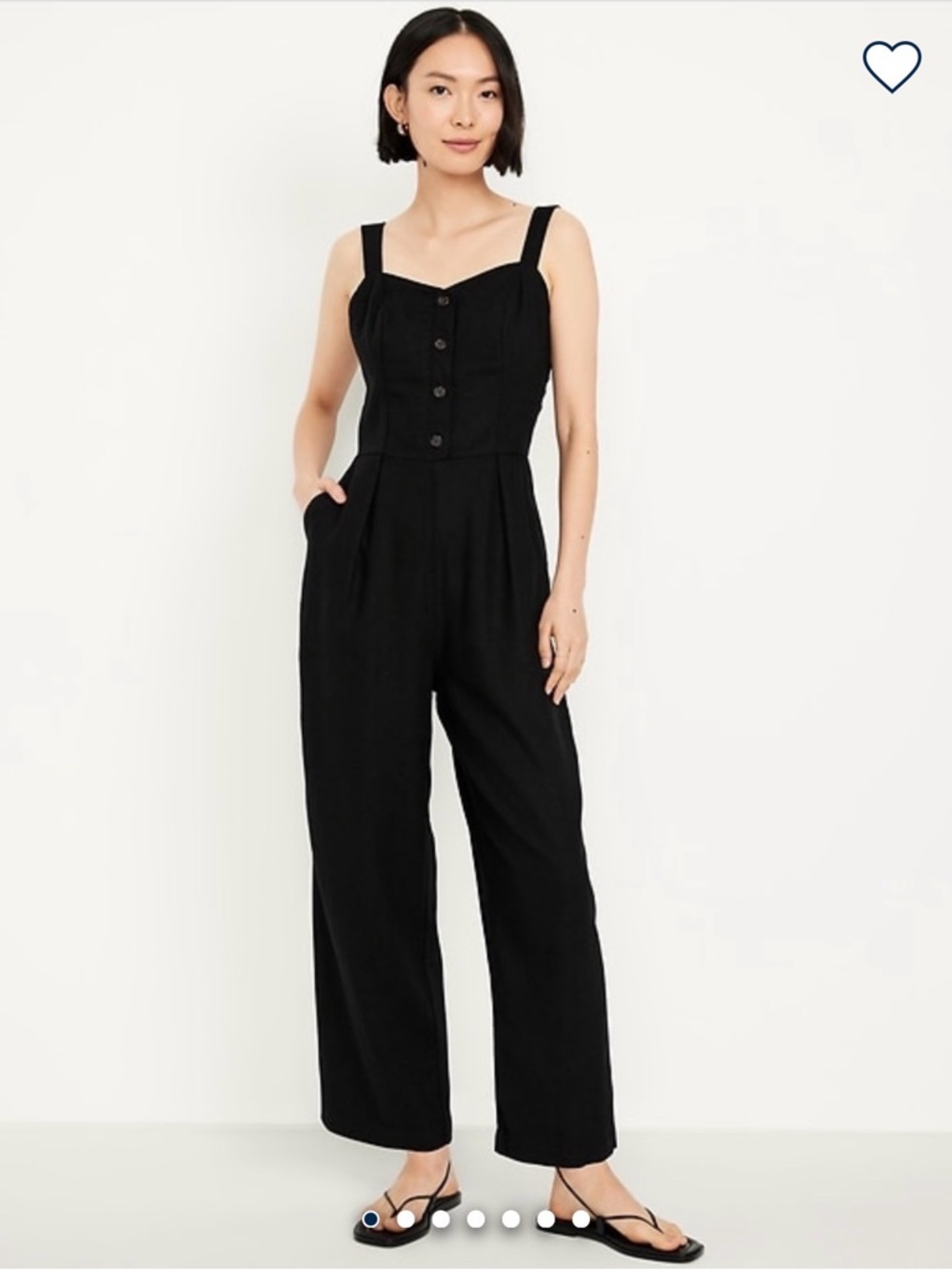 Old Navy Black Button-Front Wide-Leg Jumpsuit